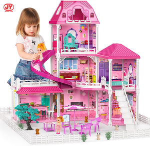 Casa de muñecas para niñas de 3, 4, 5 y 6 años, casa de juegos con 2 figuras de Casa de ensueño