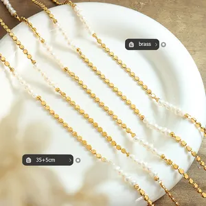Collar con cuentas de perlas naturales irregulares de agua dulce al por mayor diseños de cadena de latón para hombres y mujeres