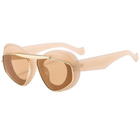 Lunettes de soleil unisexes style Kris Jenner, rétro, personnalité avant-gardiste, œil de chat, UV400, orange, bleu clair, modèle PC, podium