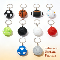 Porte-clés personnalisé en silicone 3D, ballon de sport, football, basketball, tennis, rugby, badminton, porte-clés mignon, objets décoratifs