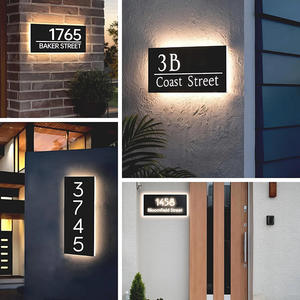 NO MOQ Placa de señal de puerta retroiluminada Números de puerta de apartamento Señales de Casa de metal Números de dirección Número de casa iluminado - Product Image 5
