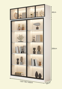 Librero Alto Moderno de Madera Maciza <span class=keywords><strong>Blanca</strong></span> y Vinoteca con Frente de Vidrio - Product Image 4