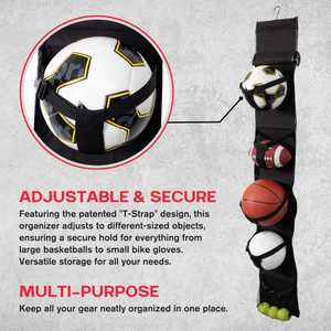 Organisateur de rangement suspendu multifonctionnel pour ballons de sport et équipements sportifs pour le basketball, le football et le volley-ball - Product Image 6