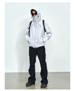 Veste coupe-vent zippée Aoyema personnalisée, style streetwear, avec capuche, imperméable, grande taille, décontractée, softshell, pour homme, de haute qualité - Product Image 5