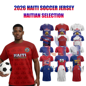 Maglia da Calcio Uomo 2026 Girocollo a Maniche Corte per Allenamento Squadra Nazionale di Haiti Rossa Personalizzabile T-shirt in Mesh di Alta Qualità - Product Image 1