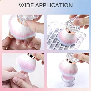 Brosse à poussière pour ongles bleue et rose, brosse à ongles en acrylique de qualité supérieure, brosse à ongles avec manche en acrylique diamanté, nettoyeur de pinceaux pour ongles, pinceaux de maquillage, manucure - Product Image 4
