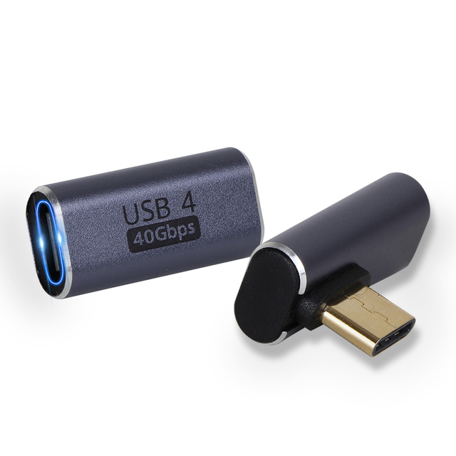 VCOM L-shape USB4 Type C to C Adapter Male to Female 40Gbps Data 100W Fast Charge 8K Video USB-C Connector