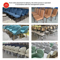Chaise de salle à manger en métal OEM, style nordique, avec accoudoirs en velours, pour hôtel, restaurant, ensemble de 6 chaises