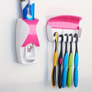 Wholesale Automatic <b>Toothpaste</b> <b>Dispenser</b> and Holder Set, Wall Mounted Rack, Plastic Bathroom Storage Rack With - Product Image 4