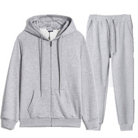 Ensemble polaire homme automne-hiver transfrontalier avec sweat à capuche, broderie et logo imprimé, fermeture éclair longue et pull