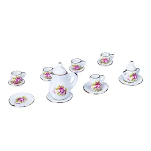 1:12 миниатюрная фарфоровая чайная чашка набор Цветочная посуда кухонный кукольный домик