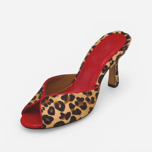 Sandali Donna Taglie Grandi con Stampa Zebrata e Crine di Cavallo, Sexy Mules Peep Toe, Vestibilità Larga, Tacchi Alti, Ciabatte Leopardate - Product Image 4