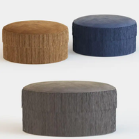Pouf ottoman rond moderne italien personnalisé en tissu à pompons pour villa, salon, chambre à coucher, repose-pieds de canapé ou pour maquillage