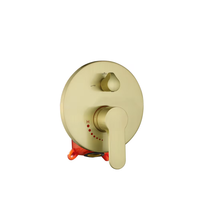 Mitigeur de douche thermostatique mural encastré Homedec DZ-11106 en laiton doré avec fonction jet de massage, design moderne