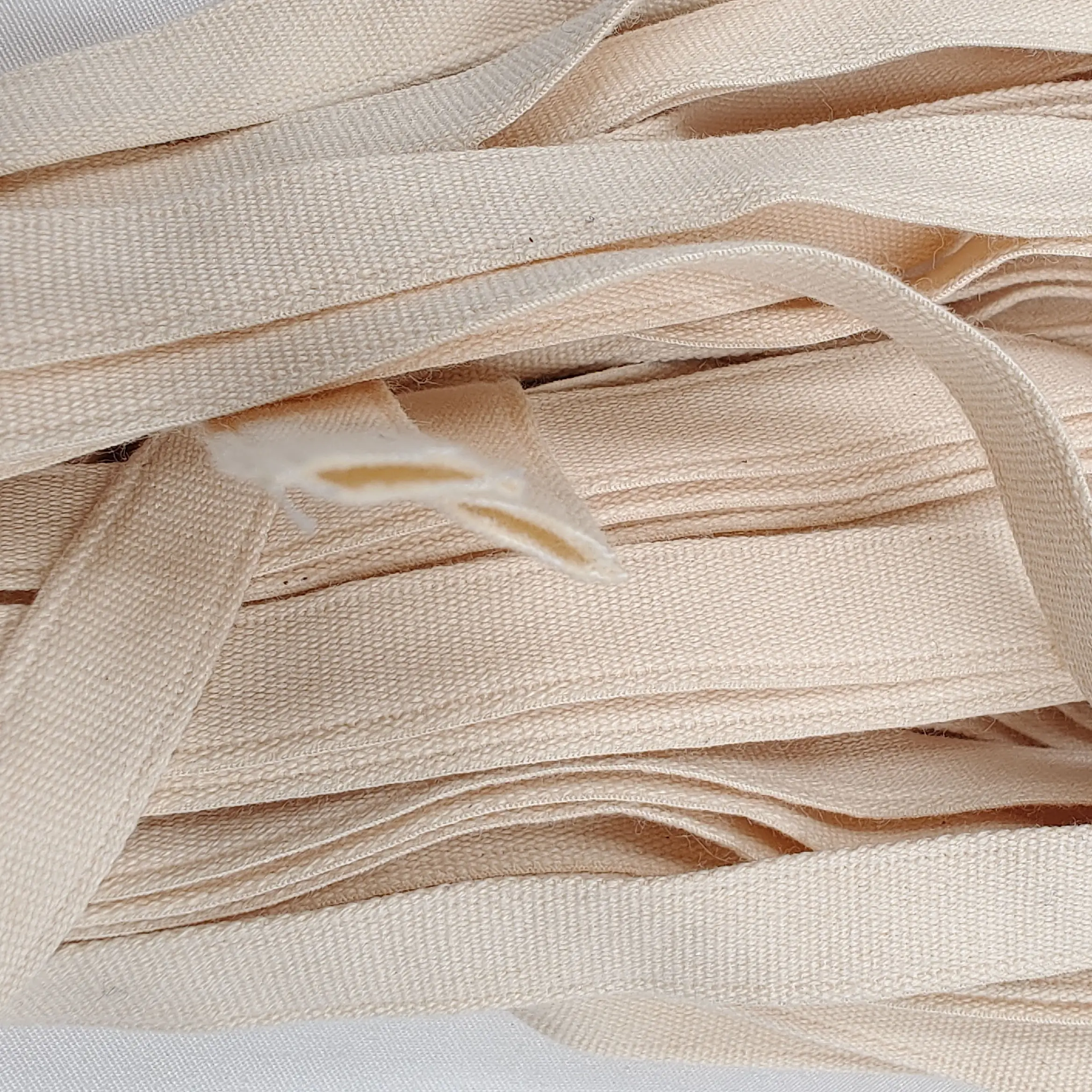 Pamuk özel dokuma tüp tarzı 12mm doğa dokuma organik pamuk şerit