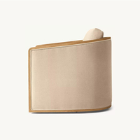 Fauteuil d'appoint moderne américain en velours crème, avec cadre en bois foncé, pour salon, lecture, hôtel