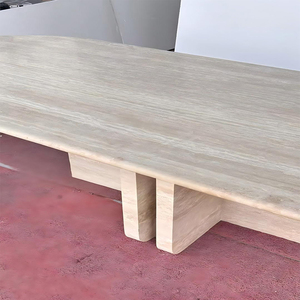 Tavolo da Pranzo Moderno in Travertino con Gambe a L Regolabili Design Portatile - Product Image 3