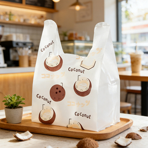 Sacs en plastique HDPE durables à soufflets latéraux, type T-shirt, avec poignée, pour courses, snacks, fruits <span class=keywords><strong>et</strong></span> plats à emporter, emballage robuste refermable - Product Image 4