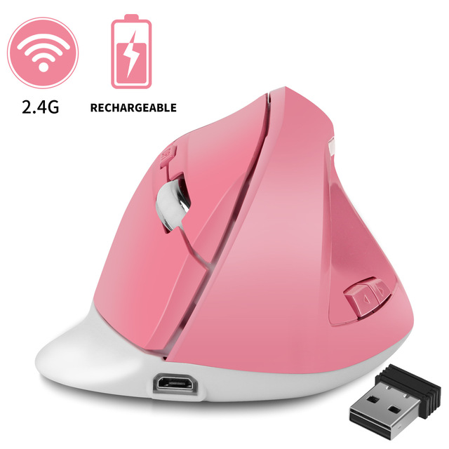 OEM Stock 2.4G Wireless Rechargeable 3D Vertical Right Hand Ergonomic Mouse LED USB Optical 1600 DPI PC Office