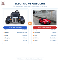 Voiture miniature de loisirs vintage avec freins à disque hydrauliques et double amortisseurs, essence ou électrique, usine OEM CE
