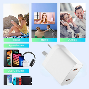 Caricabatterie da Viaggio a Muro con Doppia Porta Type-C 20 Watt, Adattatore di Ricarica Rapida per Smartphone con Spina UK Completa - Product Image 5