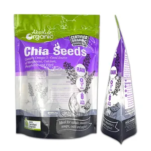 Printing Plastic Bag Manufacturer Clear Window Stand Up Zip Lock Pouch For Chia Seeds Packaging Bag