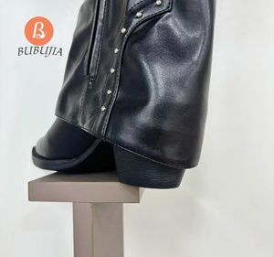 Usine directe en gros Vintage <span class=keywords><strong>bottes</strong></span> femmes Western <span class=keywords><strong>Cowboy</strong></span> <span class=keywords><strong>bottes</strong></span> chaussures décontractées Rivets décoratifs concepteur <span class=keywords><strong>bottes</strong></span> au genou femmes - Product Image 3