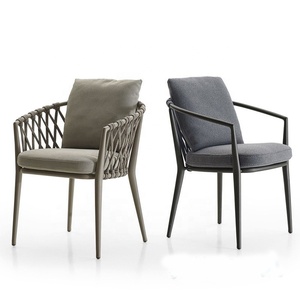 Modern Large <b>Stackable</b> Aluminum Frame Dining Table <b>Chair</b> Set Cushioned Furniture for <b>Outdoor</b> Garden Patio Balcony for Hotels - Product Image 4