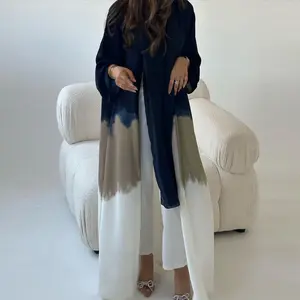 Abaya Set Islamic Clothing 2 Piece Tie-Dye Dresses Kimono Kaftan Long Maxi Open Gradient Color Muslim Women Abaya With Inner