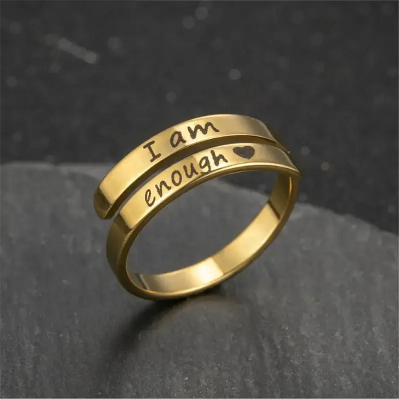 Als Mode Ring Sieraden Inspiratie Sieraden Geschenken Dames "I Genoeg" Klassieke Gesneden Ring Spiraalvormig Gewonden Verstelbare Ring