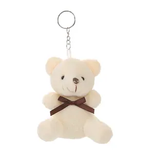 Cute Bear Animal Plush Doll Pendurado Chaveiro Pendant Bag Chaveiro Pequeno 10CM chaveiro urso branco