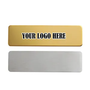 Hot Sale Personalised Name Tags Badge Staff Uniform Aluminum Metal Name Tag Badge Sublimation Blank Silver Gold Name Badges