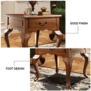 Antique Brown <strong>Wooden</strong> <strong>Side</strong> <strong>Table</strong> Luxury with 1 Storage Drawer <strong>for</strong> <strong>Living</strong> <strong>Room</strong> - Product Image 3