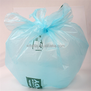 Sacs poubelles écologiques en canne à sucre, sacs poubelles verts en PE à base végétale avec bord ondulé, vente en gros personnalisée directe usine - Product Image 5