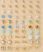 Lot de boucles d'oreilles multi-paires en gros, minimalistes, imitation perle, cœur, fleur, géométriques, mini créoles pour femmes