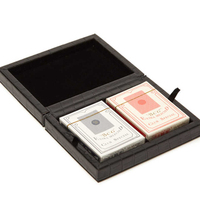 Ensemble de cartes de poker en cuir PU de luxe personnalisé, boîte de rangement pour cartes à jouer double jeu, vente en gros