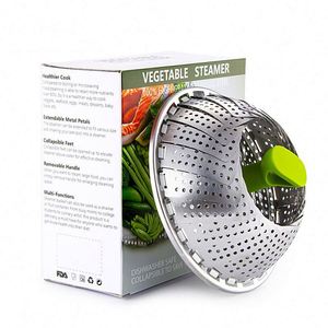 High Quality 9 Inch Stainless Steel Steam <b>Cooker</b> Expandable Handle Vegetable Steamer Basket <b>Small</b> Kitchen Accessory - Product Image 6