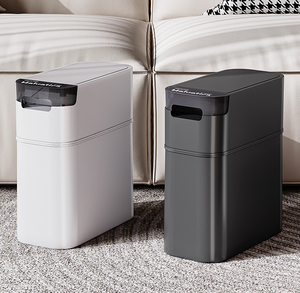 <span class=keywords><strong>Cubo</strong></span> de <span class=keywords><strong>basura</strong></span> de pie para el hogar con diseño de hendidura estrecha de plástico grande de 15L al por mayor con tapa elástica para baño, sala de estar y dormitorio - Product Image 1