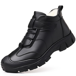 Botas de Nieve para Hombre, Botines de Cuero Genuino con Forro de Felpa, Suela de Goma Antideslizante, Cálidas para Invierno, Punta Redonda - Product Image 5