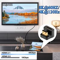 Convertisseur en L en forme de U coudé à 360 degrés Mini HD MI mâle vers HD MI compatible 2.1 femelle Extension 4K UHD 8K 60Hz Adaptateur