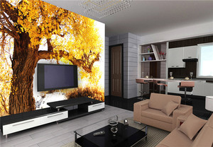 Papel Tapiz de Paisaje de Árboles al Atardecer de Otoño Cálido, Follaje Vibrante Rojo y Naranja, Decoración Moderna para el Hogar, Impermeable, Despegable, para Dormitorio - Product Image 3