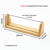 Base de cadre photo LED en acrylique en forme de U avec support de lampe en bois de hêtre, présentoir lumineux DIY pour décoration de bureau et de maison