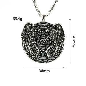 Collar Vikingo Triangular Sólido 2026, Colgante Nórdico de <span class=keywords><strong>Cuervo</strong></span> de Doble Cara en Acero Inoxidable para Hombre - Product Image 6