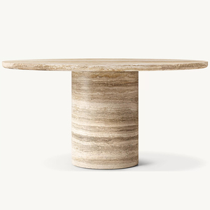 Kumusi New Travertine <strong>Round</strong> <strong>Dining</strong> <strong>Table</strong>, <strong>Modern</strong> Style, Factory Produced - Product Image 4