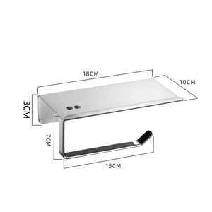 YOTO acier inoxydable noir <span class=keywords><strong>mural</strong></span> porte-rouleaux de <span class=keywords><strong>papier</strong></span> toilette porte-serviettes avec étagère pour téléphone portable porte-<span class=keywords><strong>papier</strong></span> de salle de bain - Product Image 4