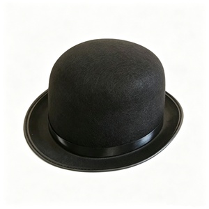 Chapeau Derby Noir Classique pour Adulte, Chapeau Bowler Vintage en Feutre Noir Couleur Unie, Idéal pour Fêtes en Plein Air et Costumes d'Halloween pour Adultes - Product Image 3