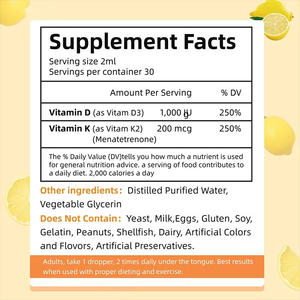 Gouttes de supplément de <span class=keywords><strong>vitamine</strong></span> D3 K2 en vrac OEM ODM Marque privée Stock disponible en entrepôt aux États-Unis Livraison <span class=keywords><strong>d</strong></span>'une seule pièce Convient aux <span class=keywords><strong>d</strong></span>étaillants - Product Image 5