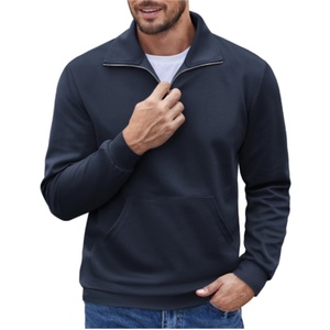 Sudadera polo casual de manga larga con media cremallera y bolsillo para hombre, venta al por mayor - Product Image 6