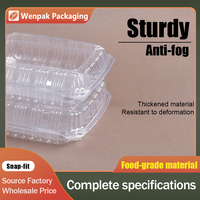Boîte à clapet transparente en PET de qualité alimentaire, jetable, pour salades, sandwichs, pizzas, fruits, sushis, plats à