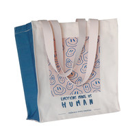 Sac fourre-tout grande capacité à imprimé visage souriant de dessin animé, sac à bandoulière zippé en toile, sac à dos d'école pour étudiant, porte-documents
